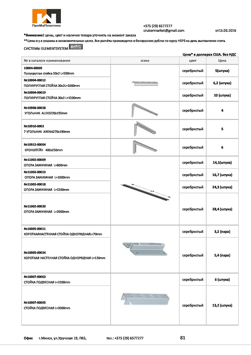 Легкосборные стилажные системы ELEMENTSYSTEM: уголки профиля крепления, кронштейны, навесная фурнитура