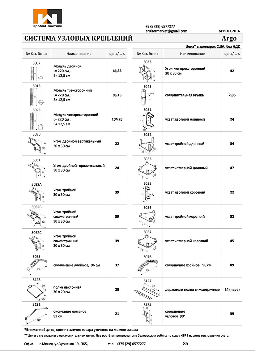 Легкозборная система узловых креплений Argo: модули, ухваты, угловые соединения