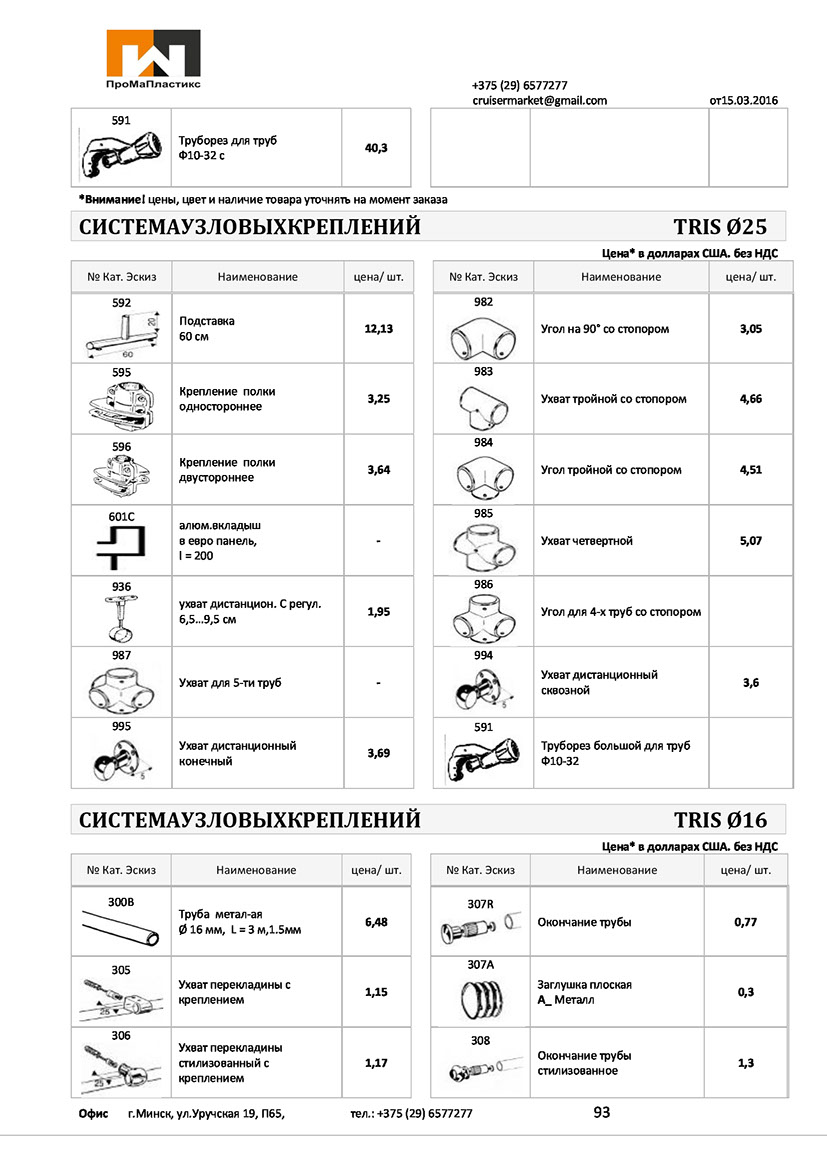 Легкозборная система узловых креплений Tris 16: труба, заглушка