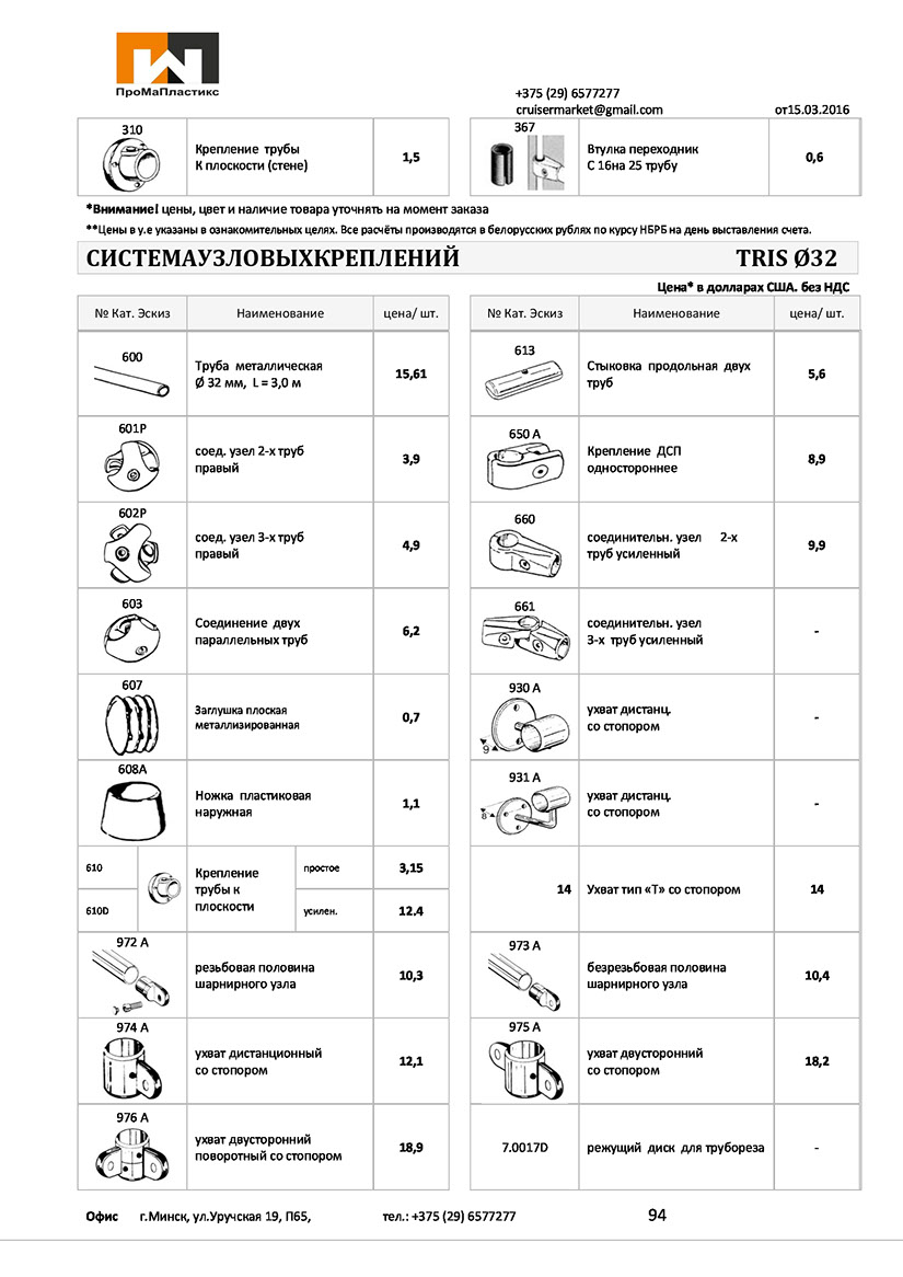 Легкозборная система узловых креплений Tris 32